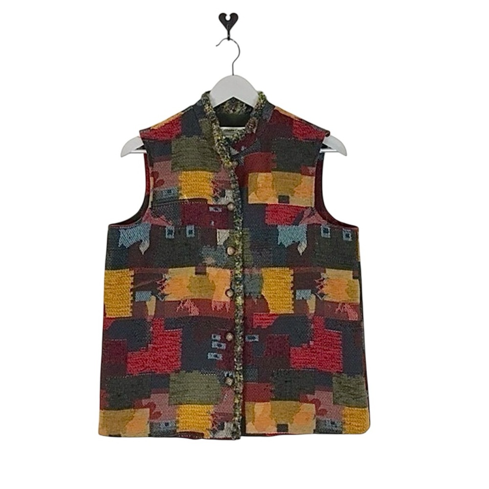 Coldwater Creek vest Woven patchwork size M colorful office casual